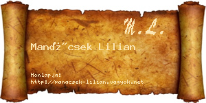 Manácsek Lilian névjegykártya